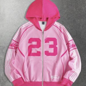 Stripped Pink Hoodie 23  A